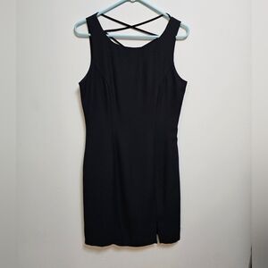 My Michelle vintage 90s little black dress small slit in‎ front criss cross back